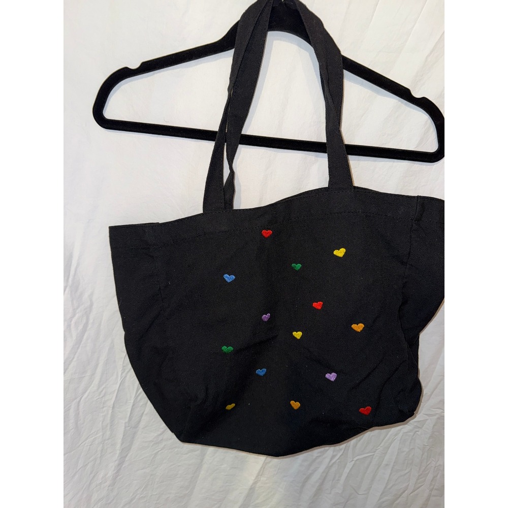 Lot of 3 Tote Bags Black Embroidered Heart Pink Polka Dot Kamo Paris Canvas